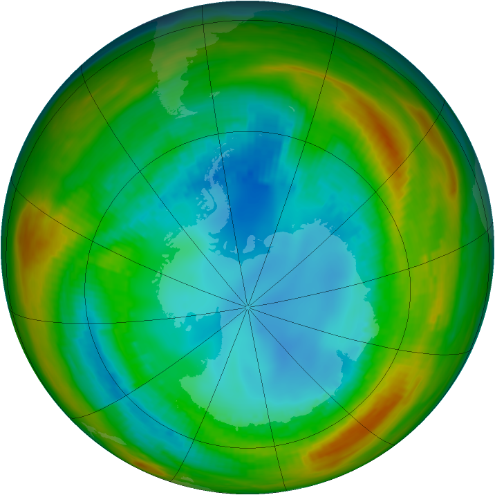 Antarctic ozone map for 12 August 1984